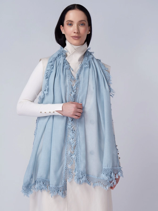 Палантин женский с ажурной бахромой