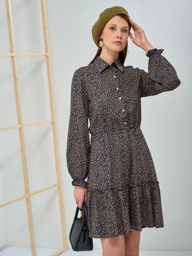 Платье-рубашка с воланом