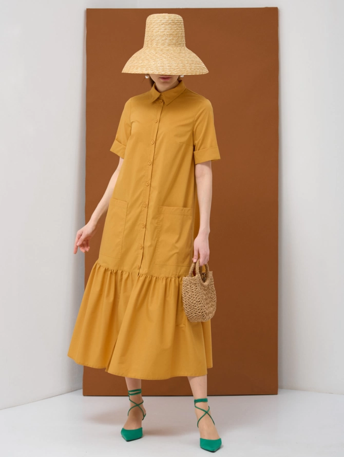 Платье хлопок OD-791-4 горчица