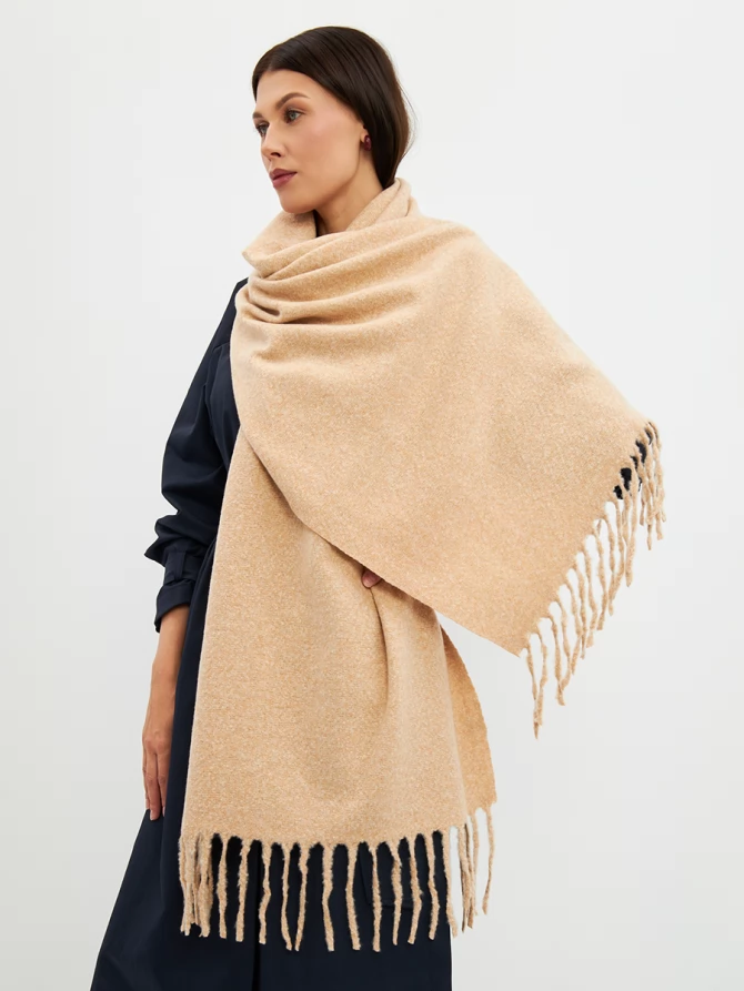 Палантин женский двусторонний с бахромой