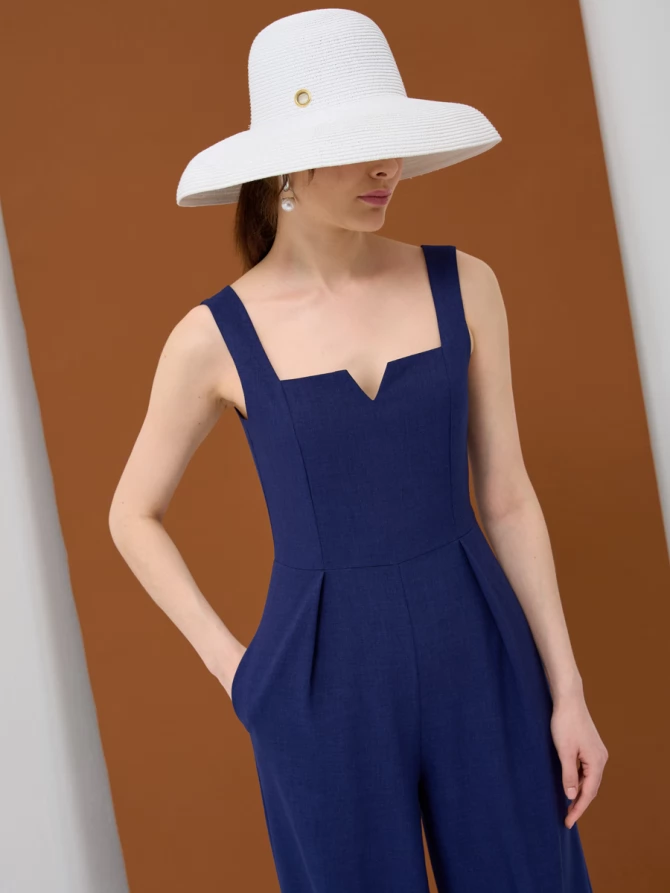 Комбинезон лен OD-804-1 синий