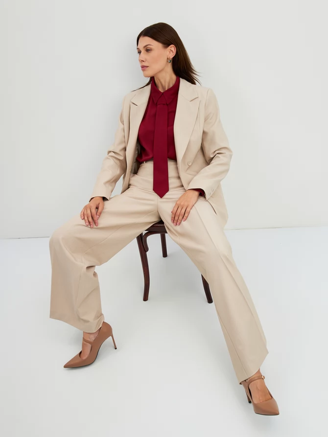 Жакет двубортный на подкладке OD-980-1 бежевый