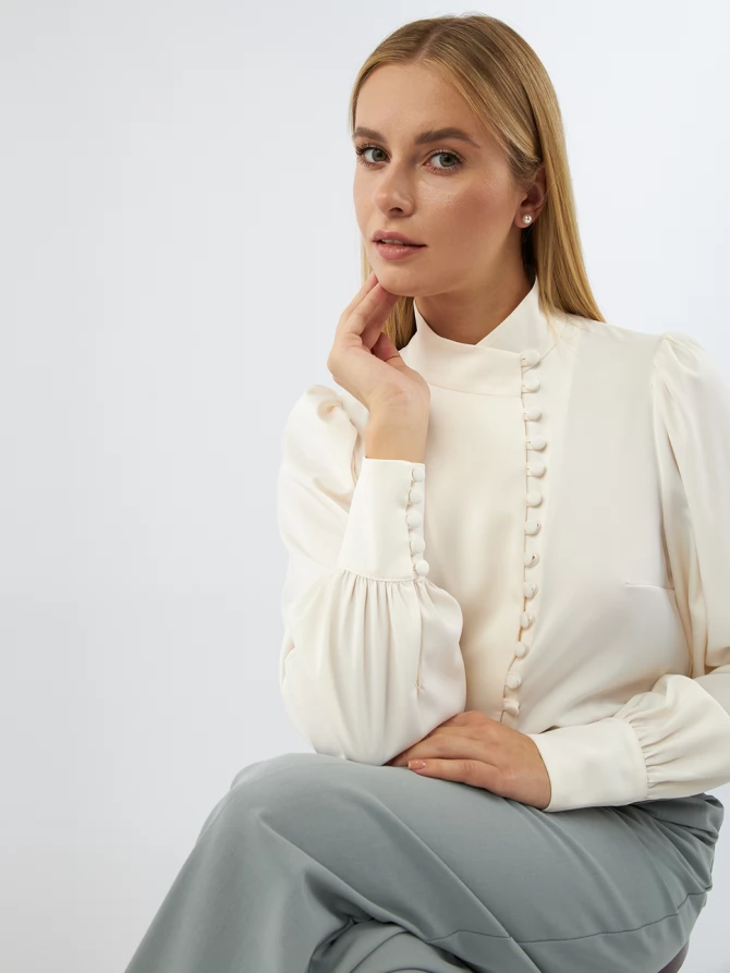 Блуза-косоворотка много пуговиц OD-550-16 сливочный