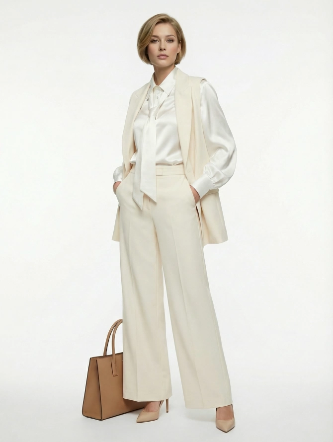 Блузка с галстуком белая OD-881-4