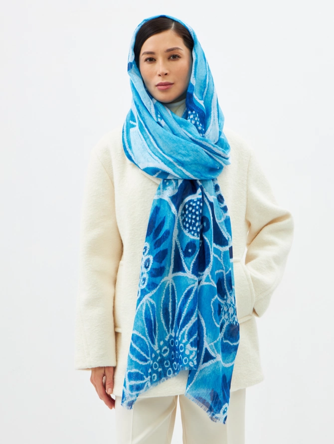 Палантин женский двусторонний с рисунком арт-деко