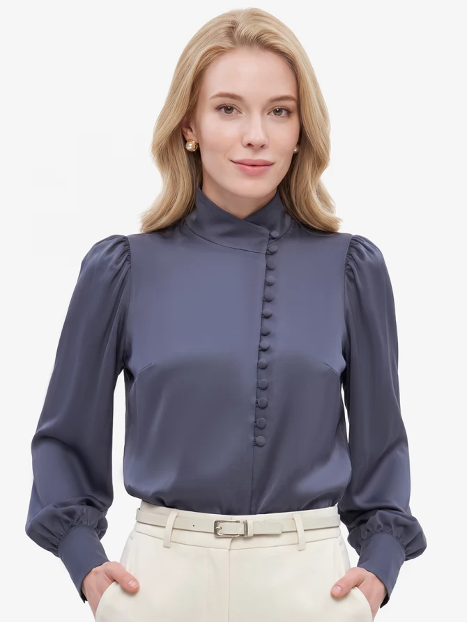 Блуза-косоворотка много пуговиц OD-550-19 графит