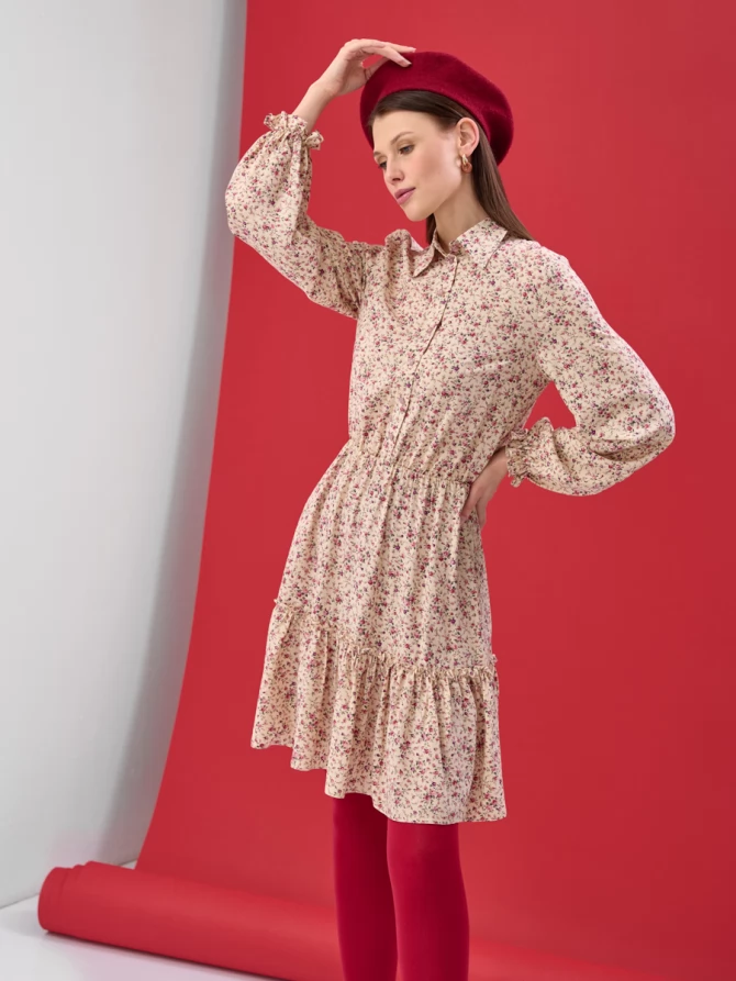 Платье-рубашка с воланом