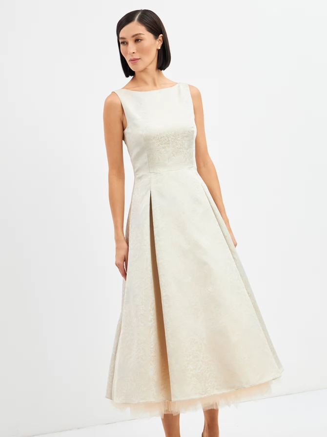 Платье из жаккарда OD-939-3 серо-голубой