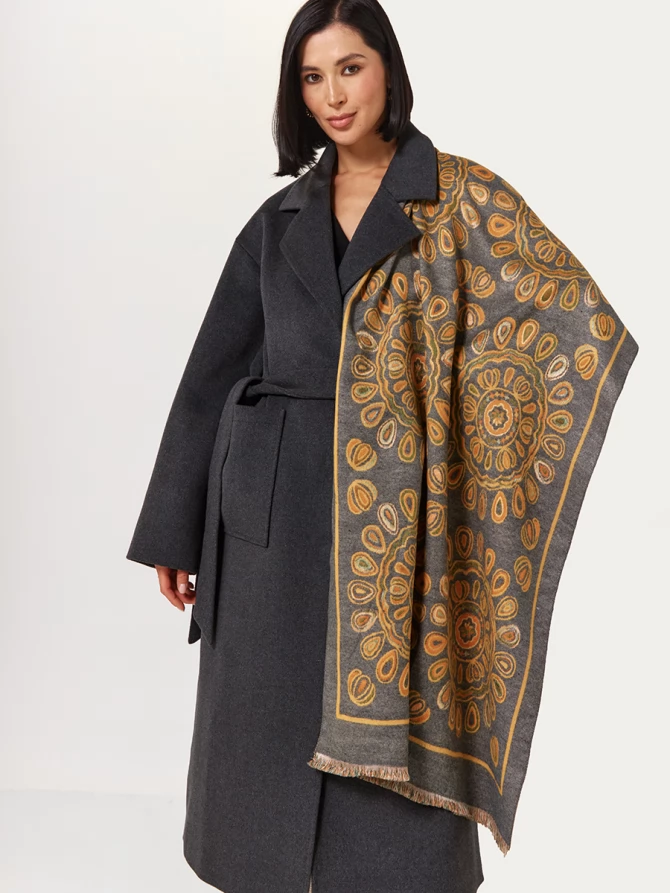 Палантин двусторонний с орнаментом мандала