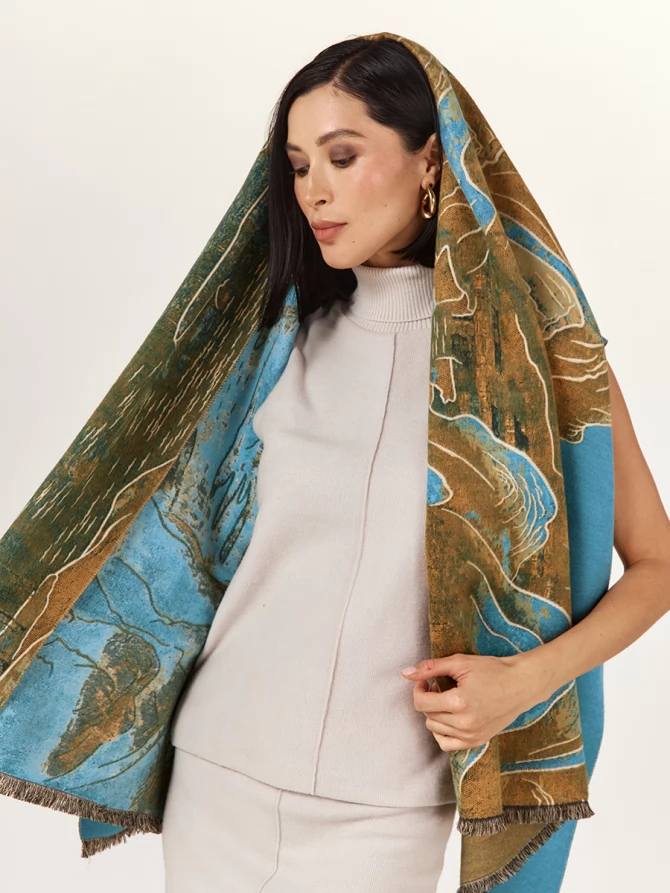 Палантин с принтом 'Горный пейзаж'