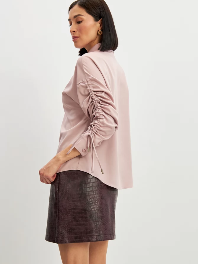 Блузка тонкая джинса OD-858-1 пудра