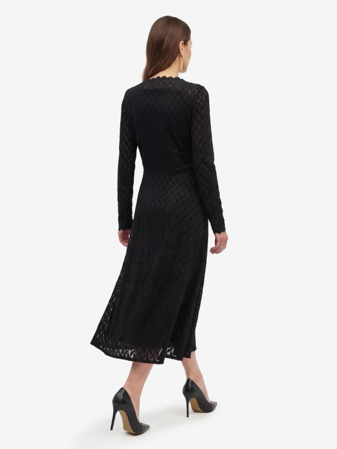 Платье из трикотажного кружева OD-904-3 черный с фестонами