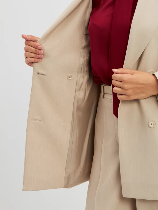 Жакет двубортный на подкладке OD-980-1 бежевый