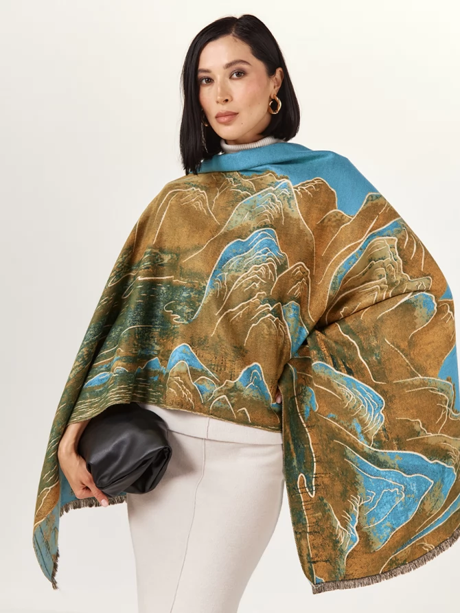 Палантин с принтом 'Горный пейзаж'