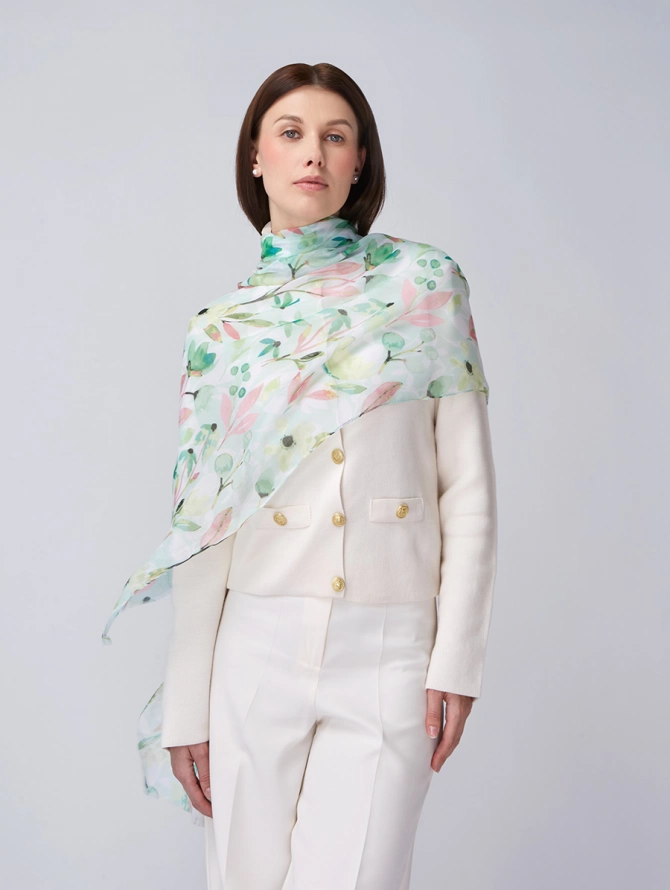 Палантин женский с акварельным рисунком