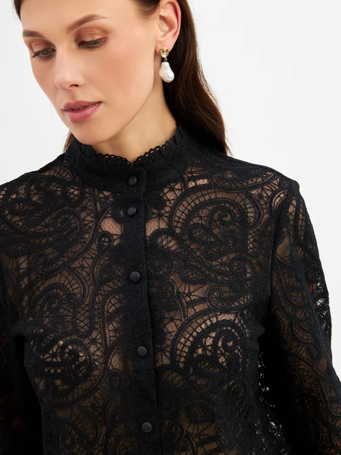 Блузка из кружевной ткани OD-977-2 черный
