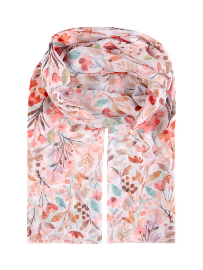 Палантин женский с акварельным цветочным принтом KSH16-125-2