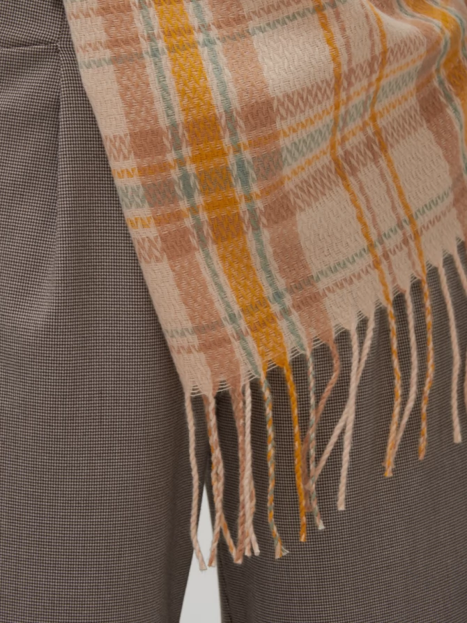 Палантин двусторонний в пастельную клетку с бахромой RH8-14516-3