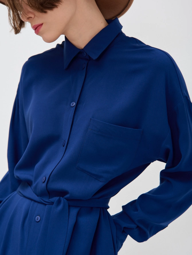 Платье-рубашка оверсайз из штапеля