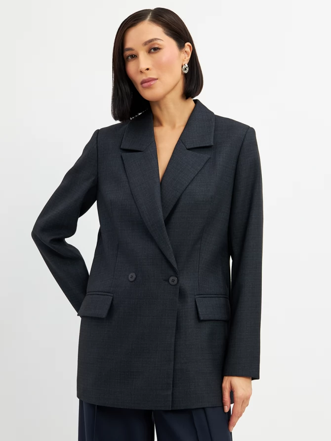 Жакет жакет из костюмной ткани OD-978-1 серо- синий