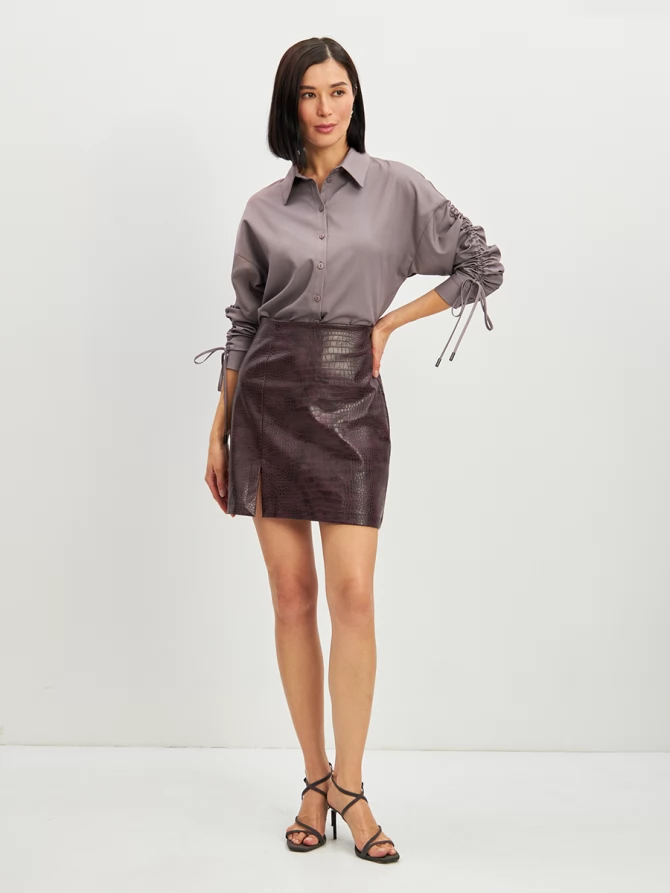 Блузка тонкая джинса OD-858-2 пыльно-лиловый