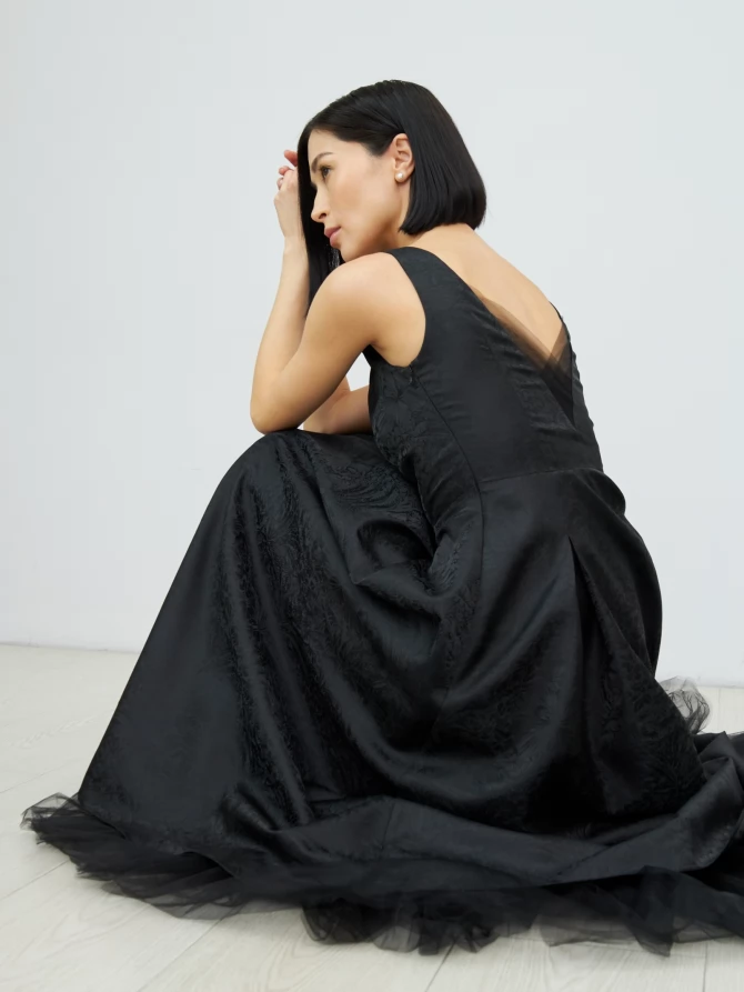 Платье из жаккарда OD-939-2 черный