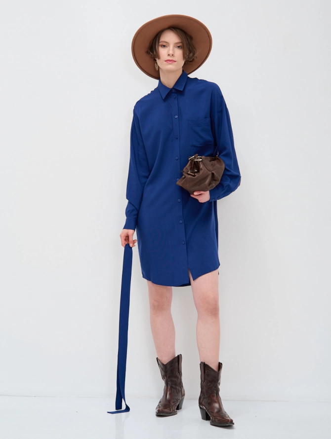 Платье-рубашка оверсайз из штапеля