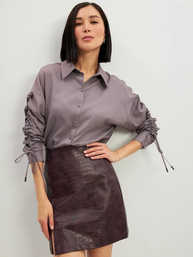 Блузка тонкая джинса OD-858-2 пыльно-лиловый