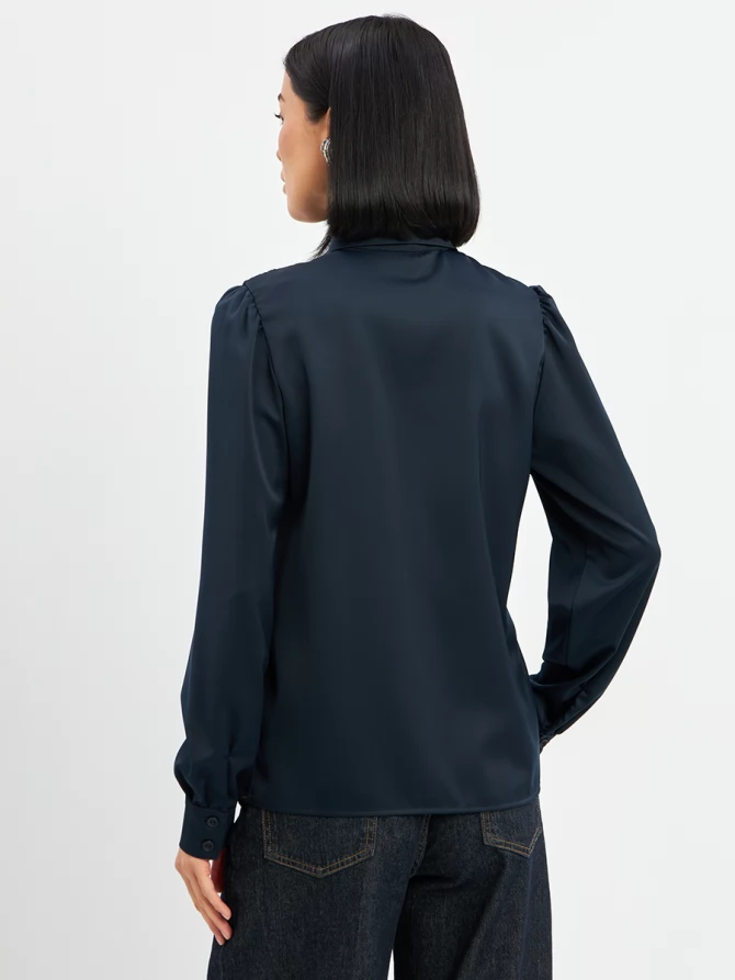 Блузка с кружевом на полочке OD-892-2 т.синий