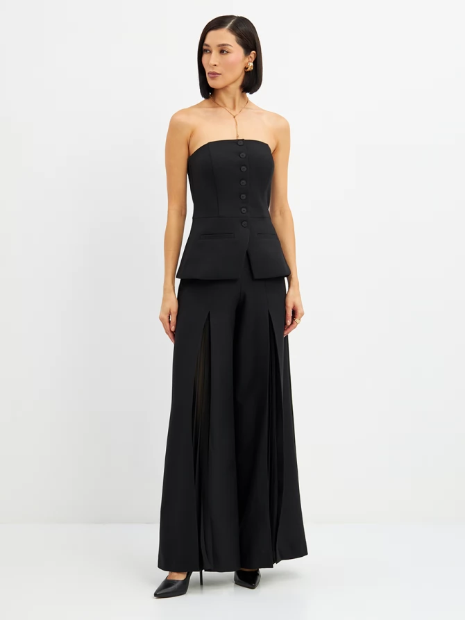 Блузка (корсет) из костюмной ткани на подкладке OD-908-1 черный