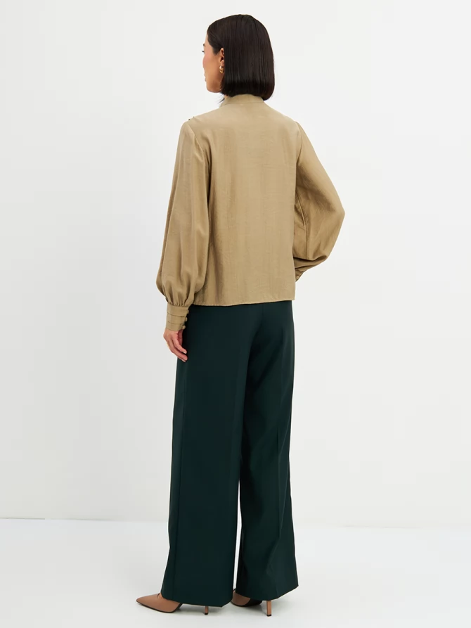 Блузкас отлетными рюшами OD-914-2 хаки