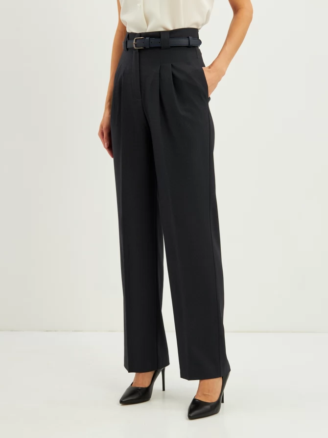 Брюки из костюмной ткани OD-780-1 черно-синий гусиная лапка