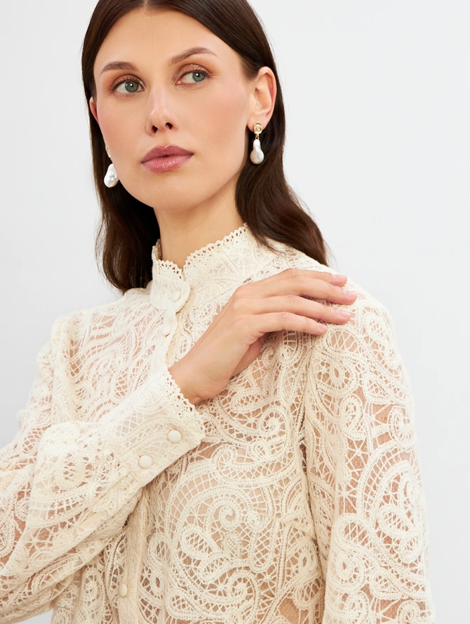Блузка из кружевной ткани OD-977-1 молочный