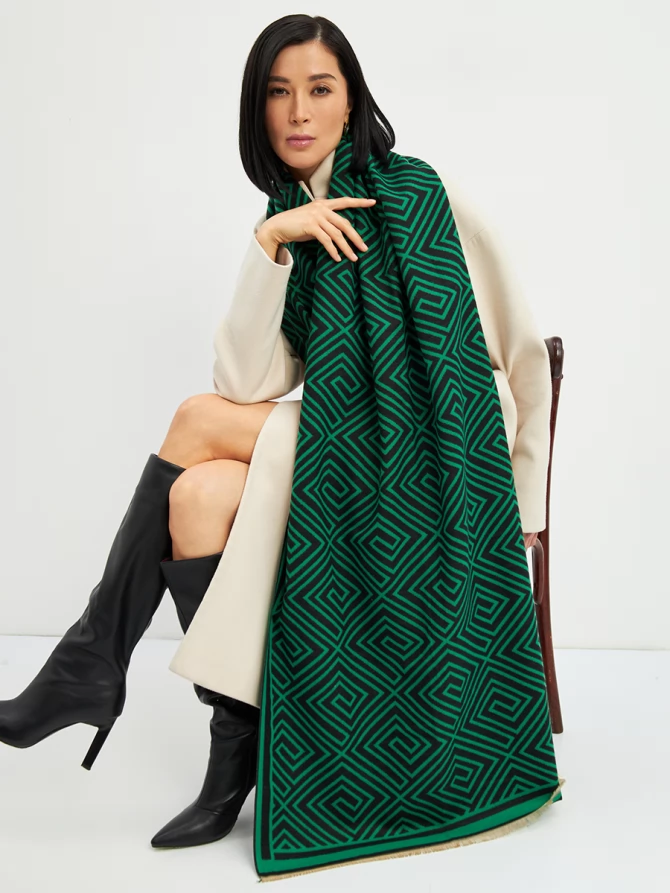 Палантин женский с геометрическим принтом, двусторонний