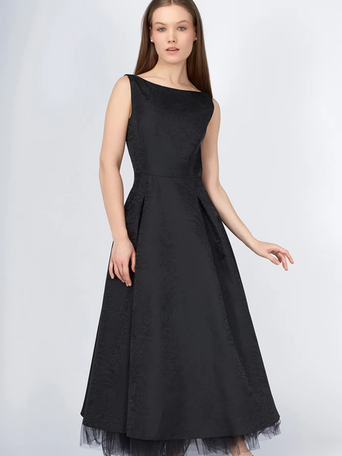 Платье из жаккарда OD-939-2 черный