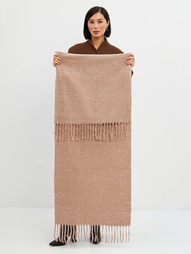 Палантин женский меланжевый с бахромой