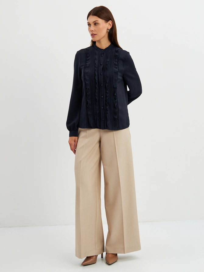 Блузка с рюшами OD-976-2 т.синий