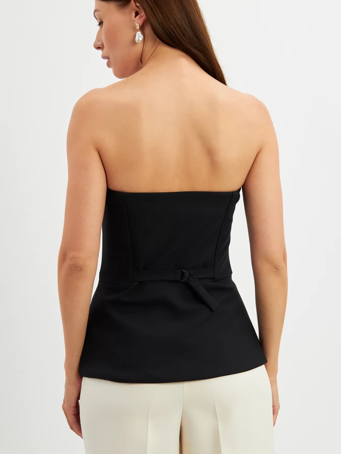 Блузка (корсет) из костюмной ткани на подкладке OD-908-1 черный