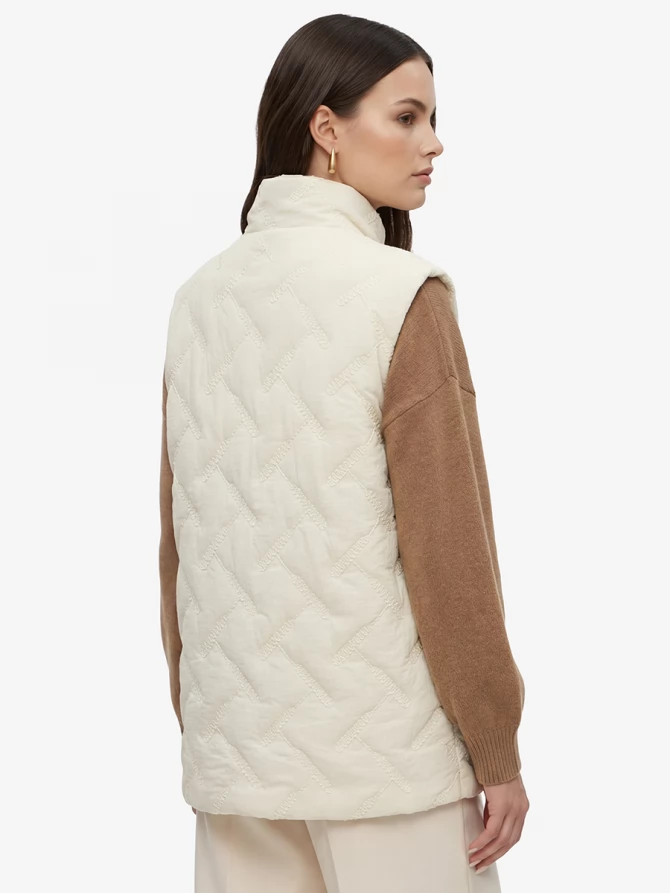 Жилет стеганый на молнии OD-1049-1 бежевый