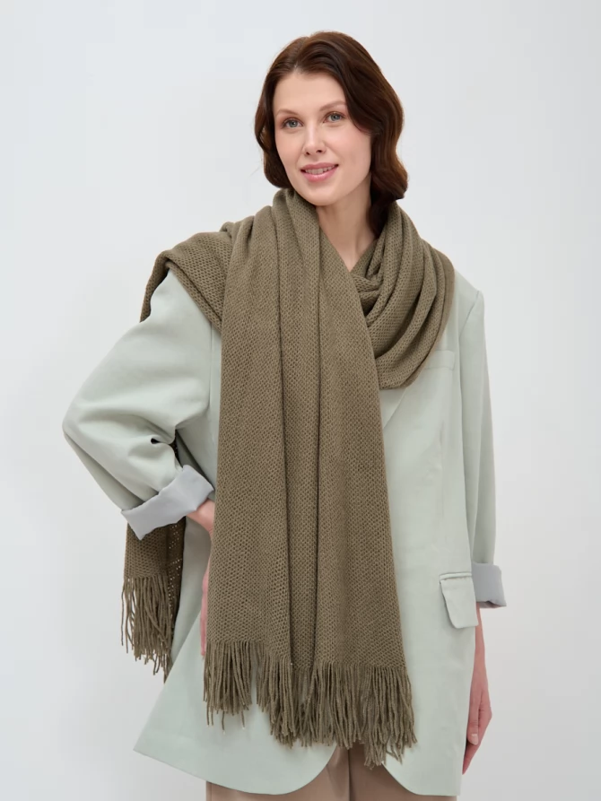 Палантин вязаный с бахромой GN-17-9