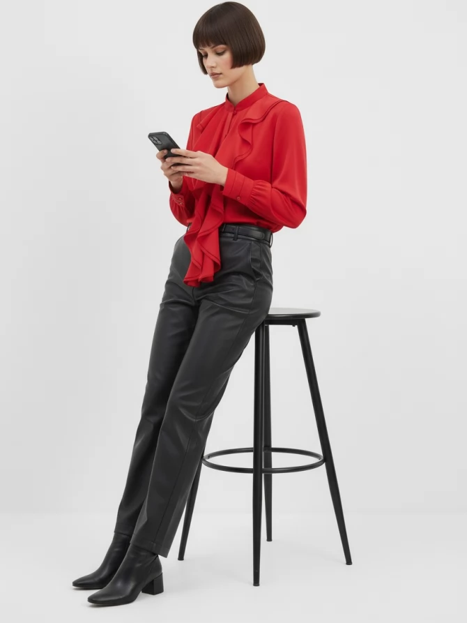 Блузка с отлетными рюшами OD-914-4 красный