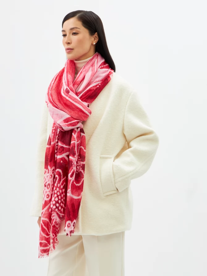 Палантин женский двусторонний с принтом арт-деко D2H-135-2