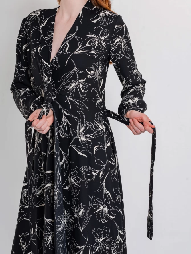 Платье на запах OD-810-2 черный