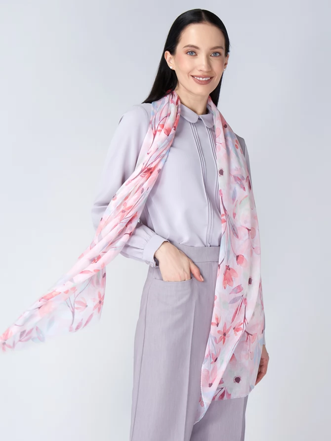 Палантин женский с цветочным принтом KSH16-121-4