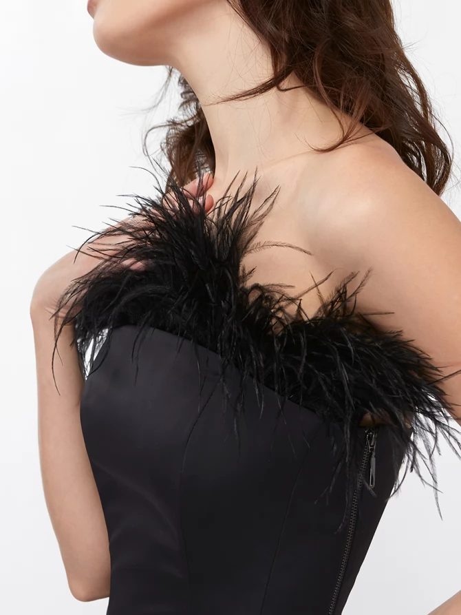 Блузка со съёмными перьями (корсет) OD-897-1 черный