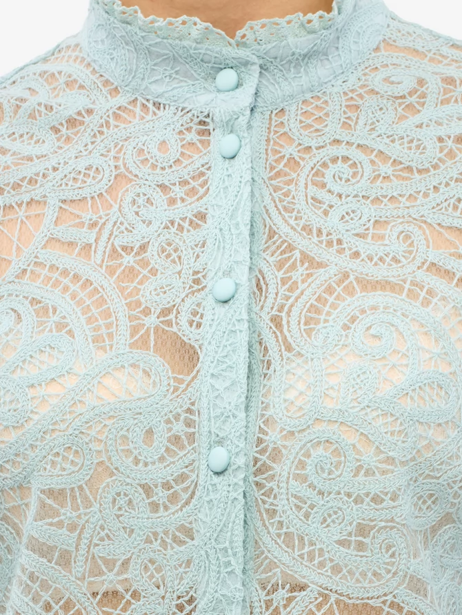 Блузка из кружевной ткани OD-977-4 бирюзовый