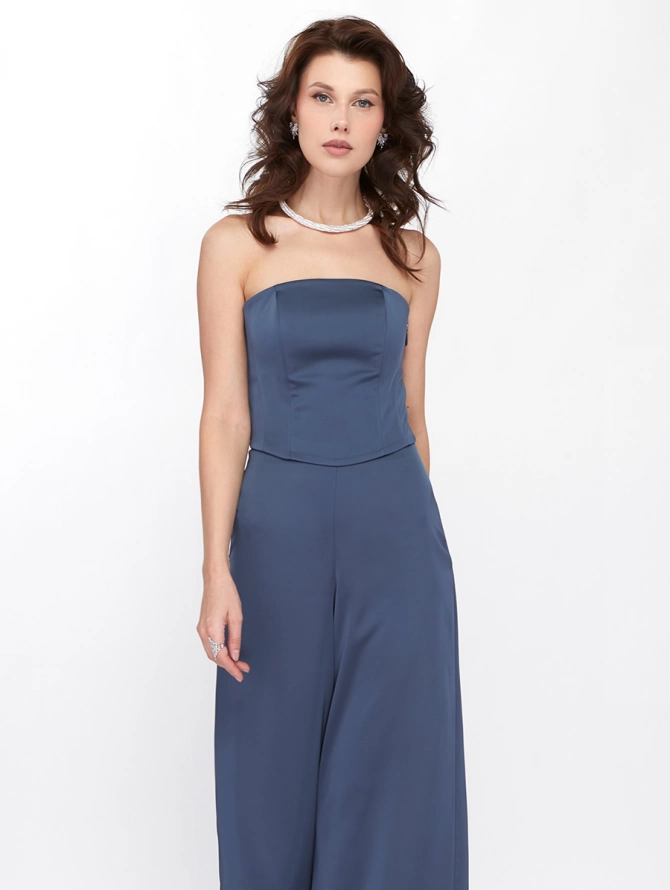 Блузка-корсет атласная серая OD-897-2