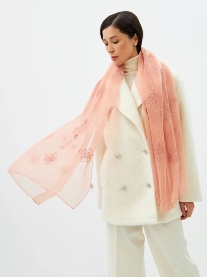 Палантин женский двусторонний с вышивкой арт-деко BB-1352-8