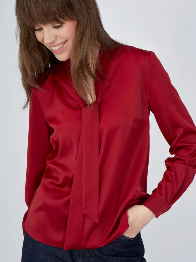 Блузка с завязками OD-812-3 бордовая