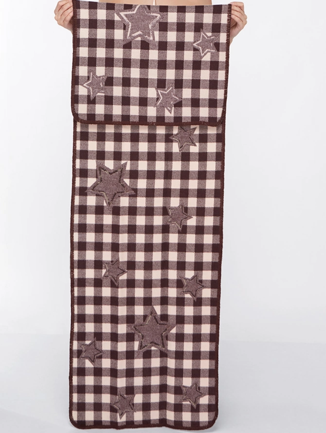 Палантин женский теплый мягкий клетчатый двусторонний